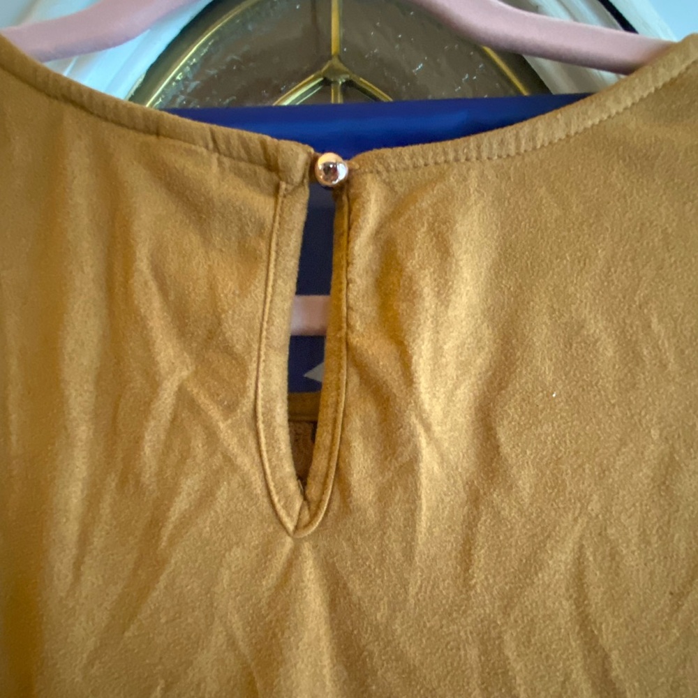 Xhiliration faux suede tan sleeveless dress - Picture 6 of 7